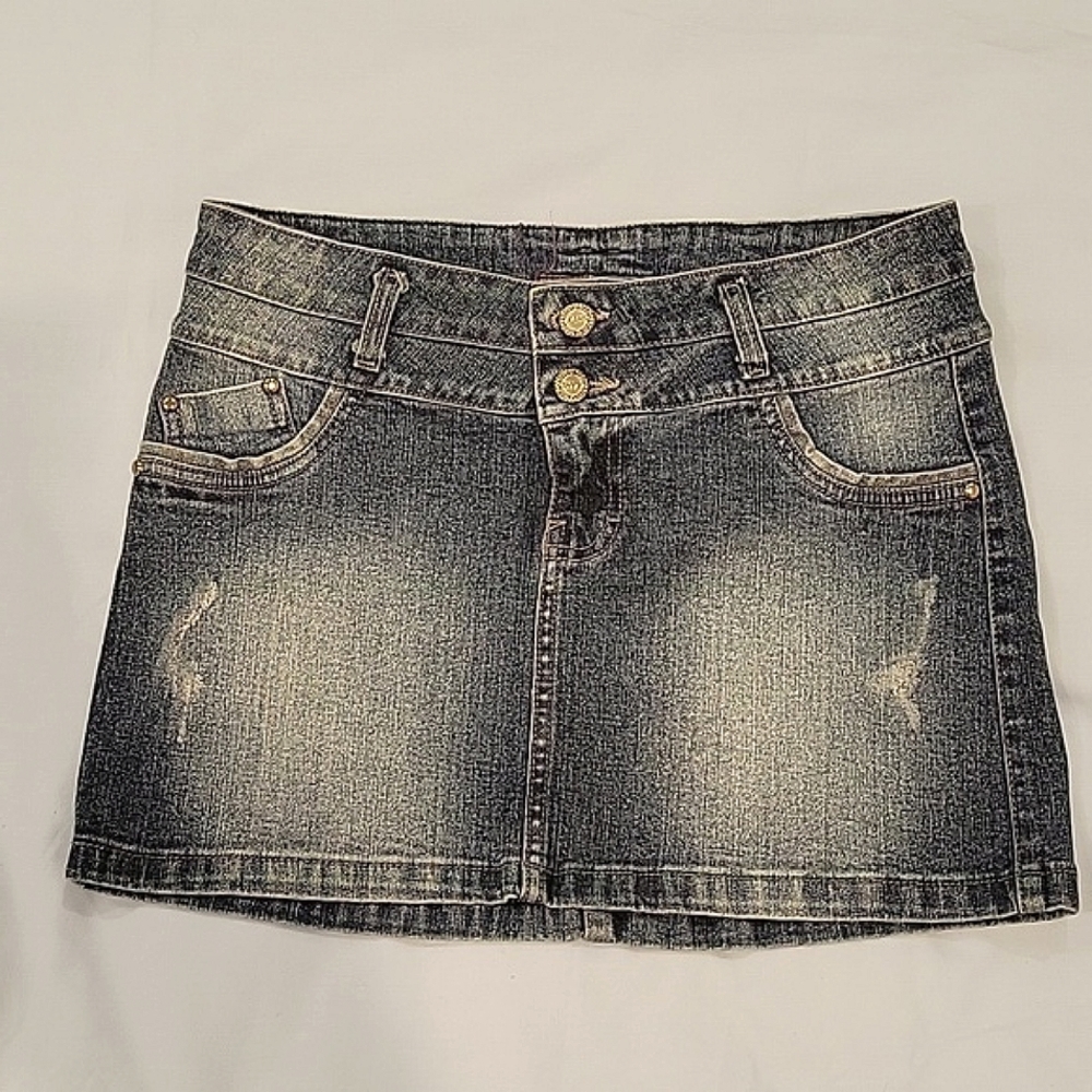 Women's Denim Mini Skirt Casual Blue Jean Skirts Stretch Size 30